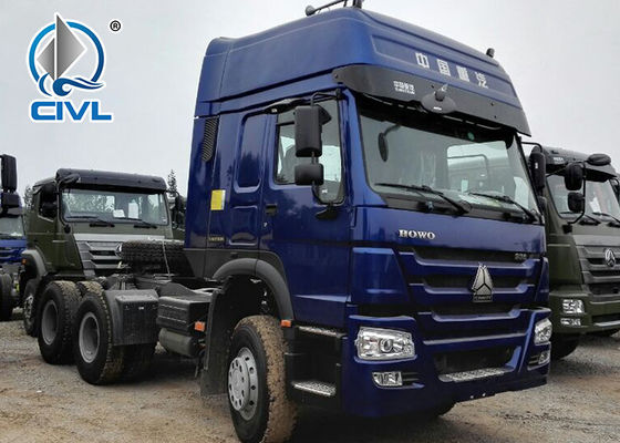 336HP Heavy Duty Prime Moving Truck کامیون با کیفیت بالا تراکتور Sinotruk 6x4 آبی رنگ